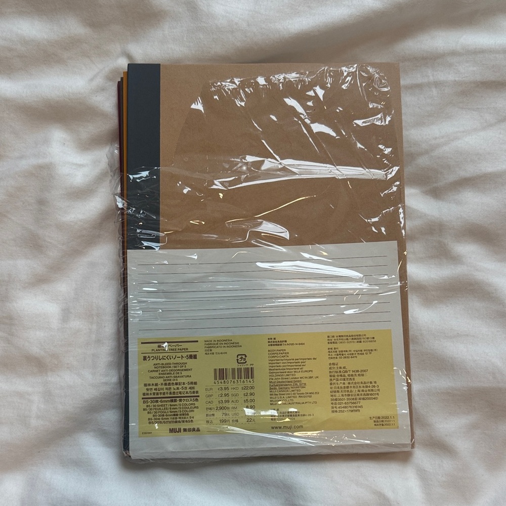 Unused Muji Tan and Gray Notebook Collection Set of 4